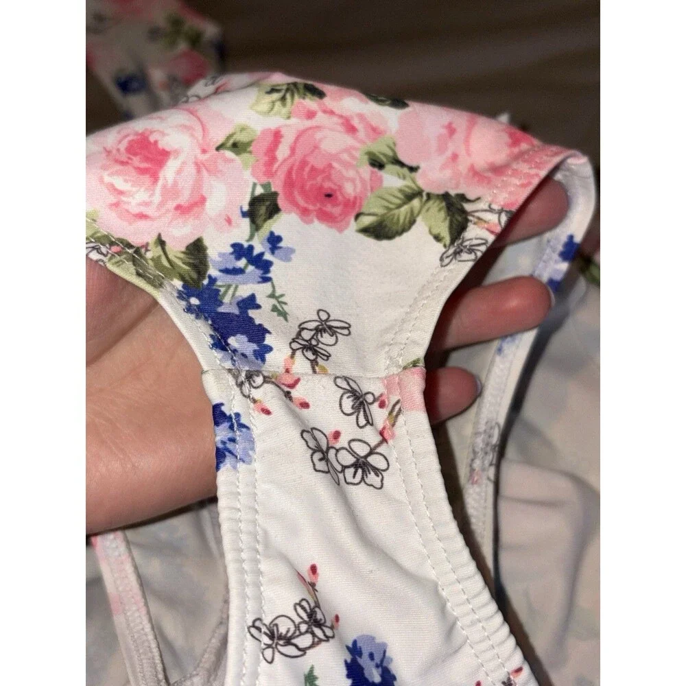 Baby Girl 12-18M Floral Long Sleeve Ruffle Swimsuit Rash Guard Headband Set